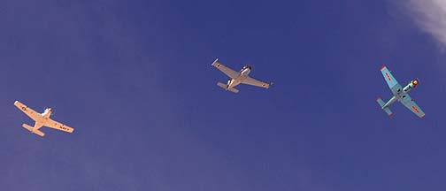 A Nanchang CJ-6 and a pair of North American T-34 Mentors, Copperstate Fly-in, October 23, 2010